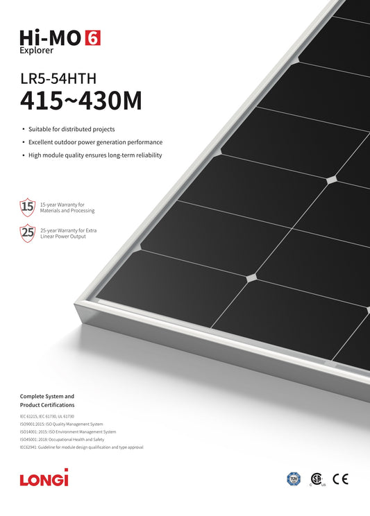 Panou Fotovoltaic Longi LR5-54HTH-430W